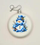 Beauty Nails Karácsonyfa dísz - Fehér lapos kör karácsonyfadísz - Hóember mintával - celofán csomagolásban - 2