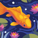 Alkotásutca Arany koi - Számfestő készlet kereten 40x40