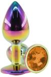 Guilty Toys Metal Anal Plug, Small, Multicolor, Orange Crystal