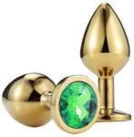 Passion Labs Large Anal Plug Metallic Buttplug, Gold/Dark Green Green (9x4cm)