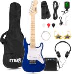 Max Music Set chitara electrica 1/4 cu amplificator 10W si geanta de transport, albastru, MAX GigKit JUNIOR (173.279)