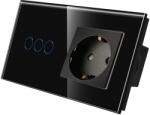 Luxion Intrerupator Triplu + Priza cu Rama din Sticla LUXION SmartElectro IntelligentHouse (LX-ST-301/MP010-B)