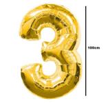 Balloons4party Balon folie cifra 3 auriu gold 100cm