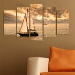 Charm Tablou MDF ( 5 buc ) Yacht Sunset, Multicolor, 60x110 cm (223CHR1921)