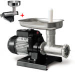 REBER Pachet - Masina de tocat carne electrica nr. 12, Reber 9501 N, 500 W, 50-90 kg h, vas inox + Accesoriu stors rosii Reber 8700 N, nr. 5, accesorii inox (59546+59781) Masina de tocat manual