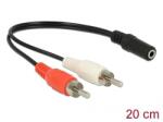 Delock Audio Cable 2x RCA male to 1 x 3.5mm 3pin Stereo Jack 20cm (85806)