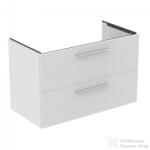 Ideal Standard I. Life B 100x50, 5 cm-es 2 fiókos fali szekrény mosdó és fogantyú nélkül, matt fehér T5276DU (T5276DU)