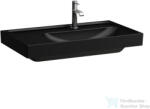 Laufen MEDA 80x46 cm-es falra/bútorra szerelhető mosdó túlfolyó nélkül, bal oldali pulttal, matt fekete H8171157161111 (H8171157161111)