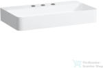 Laufen Val SaphirKeramik 75x42 cm-es mosdó 3 csaplyukkal, túlfolyó nélkül, LCC bevonattal, fehér H8102854001581 (H8102854001581)