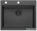 SAPHO Gránit mosogató, egymedencés, 59, 5x50cm, fekete (GR5950) (GR5950)