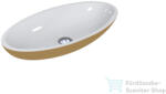 LunArt Lydia 59, 5x29, 7 cm-es pultra ültethető öntöttmárvány mosdó csaplyuk és túlfolyó nélkül, fényes RAL 1036 Pearl Gold/fehér 5999123004383 (5999123004383)