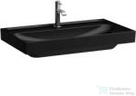 Laufen MEDA 80x46 cm-es falra/bútorra szerelhető csiszolt aljú mosdó túlfolyó nélkül, matt fekete H8161177161111 (H8161177161111)