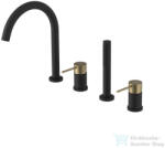 SAPHO ULTRASAN kádperemre építhető csaptelep, kifolyócsővel és kézizuhannyal, matt fekete/matt arany (UT052VBG) (UT052VBG) - furdoszoba-szaniter