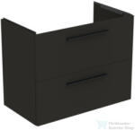 Ideal Standard I. LIFE A 80x44 cm-es 2 fiókos fali alsószekrény mosdó és fogantyú nélkül, Carbon grey matt T5256NV (T5256NV)