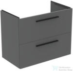 Ideal Standard I. LIFE A 80x44 cm-es 2 fiókos fali alsószekrény mosdó és fogantyú nélkül, Quartz grey matt T5256NG (T5256NG)