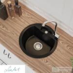 LunArt Carl 44, 6 cm-es öntött gránit mosogató medence szifon nélkül, Fekete 5999861632985 (5999861632985)