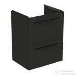 Ideal Standard I. Life S 50x37, 5 cm-es 2 fiókos fali szekrény mosdó és fogantyú nélkül, Carbon grey matt T5291NV (T5291NV)