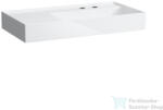 Laufen Kartell By Laufen 90x46 cm-es mosdó 2 csaplyukkal, túlfolyó nélkül, bal oldali polccal, LCC bevonattal, fehér H8103394008151 (H8103394008151)