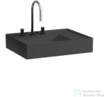 Laufen Kartell By Laufen 60x46 cm-es 3 csaplyukas mosdó jobb oldali polccal, speciálisan fedett lefolyóval, graphite matt H8103347581581 (H8103347581581)