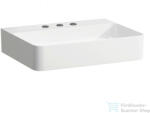 Laufen Val SaphirKeramik 55x42 cm-es mosdó 3 csaplyukkal, túlfolyó nélkül, LCC bevonattal, fehér H8102824001581 (H8102824001581)