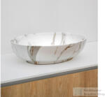 RIHO LIVIT márványmintás 52x39, 5x13 cm-es ovális mosdótál, matt fehér W031004M00 (W031004M00)