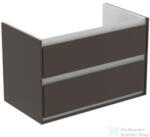 Ideal Standard CONNECT AIR 80x44 cm-es 2 fiókos alsószekrény pult és mosdó nélkül, Matt sötétbarna/matt fehér E0819VY (E0819VY)
