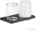 KEUCO EDITION 11 szappanadagoló, 180 ml, pohártartóval, szálcsiszolt fekete - króm 11153139000 (11153139000)