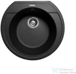 LunArt Alma 52, 5x48, 3 cm-es öntött gránit mosogató medence szifon nélkül, Fekete 5999861632947 (5999861632947)