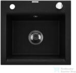 INVENA TESALIA 48x44 cm-es gránit mosogató medence, fekete/króm AZ-01-041-B (AZ-01-041-B)