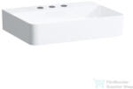 Laufen Val SaphirKeramik 55x42 cm-es túlfolyó nélküli csiszolt aljú mosdó 3 csaplyukkal, matt fehér H8162827571581 (H8162827571581)
