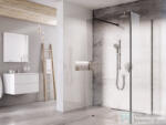 RAVAK Walk-In Corner 120x80 cm-es zuhanyfal 120 cm-es merevítővel, fekete/transparent GW1CG430SZ1 (GW1CG430SZ1)