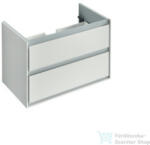 Ideal Standard CONNECT AIR 80x44 cm-es 2 fiókos alsószekrény pult és mosdó nélkül, Fényes fehér/matt szürke E0819KN (E0819KN)
