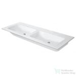 Duravit ME BY STARCK 130x49 cm dupla mosdó csaplyuk nélkül, Wondergliss bevonattal, White Satin Matt 23361332601 (23361332601)