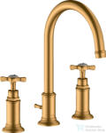 Hansgrohe AXOR MONTREUX 3-lyukú mosdó csaptelep DN15, automata leeresztővel, szálcsiszolt arany hatású 16513250 (16513250)