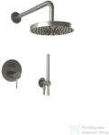 Bugnatese Kline falsík alatti komplett zuhanyrendszer 22, 5 cm-es esőztetővel, belső egységgel, zuhanyszettel, szálcsiszolt nikkel 5774NS (5774NS)