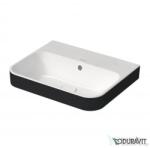 Duravit HAPPY D. 2 PLUS 50x40 cm-es ráültethető csiszolt mosdó csaplyuk nélkül, Wondergliss bevonattal, fehér/antracit matt 23605061601 (23605061601)