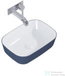 AREZZO design Reni pultra ültethető mosdó 46x33 cm, fényes fehér/matt kék AR-146114 (AR-146116)