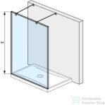 Jika PURE 128 cm-es Walk-in zuhanyfal Jika Perla átlátszó üveggel, fényes ezüst merevítővel, H2674210026681 (H2674210026681)