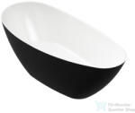 AREZZO design PALMYRA öntöttmárvány szabadonálló kád, fényes fekete-fehér AR-Palmyra150BWHG (AR-Palmyra150BWHG)