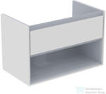 Ideal Standard CONNECT AIR 80x44 cm-es 1 fiókos alsószekrény pult és mosdó nélkül, Fényes fehér/matt szürke E0827KN (E0827KN)