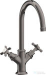 Hansgrohe AXOR MONTREUX kétkaros mosdó csaptelep DN15, automata leeresztővel, polírozott fekete króm 16502330 (16502330)