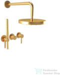 Bugnatese Kobuk falsík alatti komplett zuhanyrendszer 22, 5 cm-es esőztetővel, belső egységgel, zuhanyszettel, szálcsiszolt arany 2201HOS (2201HOS)