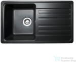 LunArt Ellis 75, 8x46, 2 cm-es öntött gránit mosogató medence szifon nélkül, Fekete 5999123000347 (5999123000347)