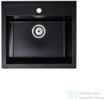 LunArt Cuki 56x51 cm-es öntött gránit mosogató medence szifon nélkül, Midnight black 5999861632114 (5999861632114)