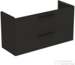 Ideal Standard I. LIFE A 120x44 cm-es 2 fiókos fali alsószekrény mosdó és fogantyú nélkül, Carbon grey matt T5258NV (T5258NV)