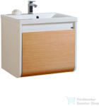 Pino Art VENUS T60 60 cm-es 1 fiókos alsószekrény, matt fehér műmárvány mosdóval tölgy/fényes fehér (0446H-VENUS60)