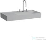 Laufen Kartell By Laufen 90x46 cm-es csiszolt aljú mosdó, bal oldali polccal, 3 csaplyukkal, matt szürke H8183397591581 (H8183397591581)