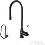 Bugnatese OXFORD kihúzható zuhanyfejes mosogató csaptelep, matt fekete 6395NE (6395NE)
