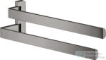 Hansgrohe AXOR UNIVERSAL SOFTSQUARE 40, 9 cm-es dupla törölközőtartó, polírozott fekete króm 42821330 (42821330)