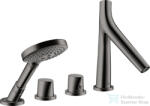 Hansgrohe Axor Starck Organic 4 üléses peremre szerelhető termosztátos kádtöltő csaptelep, polírozott fekete króm 12425330 (12425330)